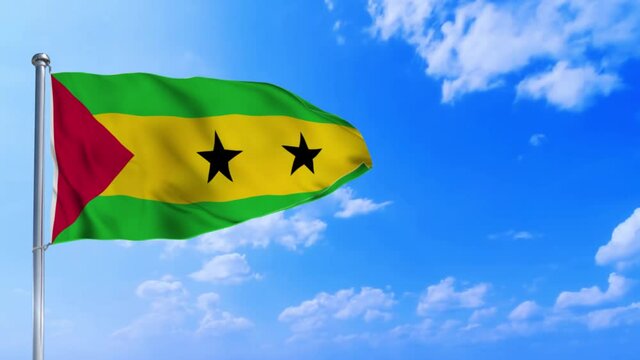Seamless loop of the Sao Tome Principe flag waving in the wind