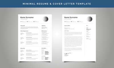 Minimal Resume / CV Template with Cover Letter Design
