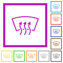 Windshield defrost flat framed icons