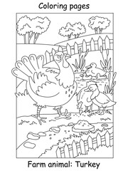 Coloring turkey vector