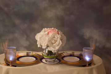 Romantic table set for two