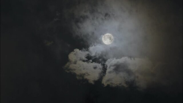 Full moon and clouds time lapse