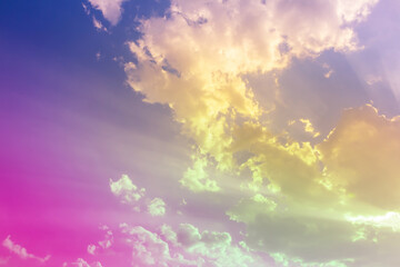 Fototapeta na wymiar sky and clouds nature background,yellow sunset light in dim blue sky with pink color light