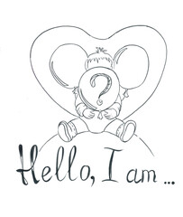 gender reveal party baby with balloons and lettering hello