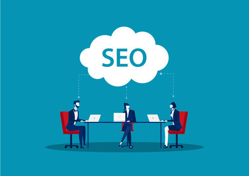 Team business search engine optimization Concept of SEO vector.