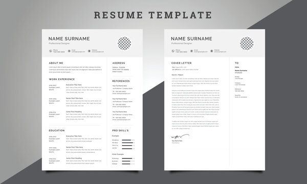 Modern Resume / CV Template with Cover Letter Design