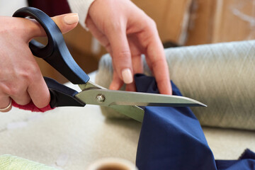 Woman working with fabric