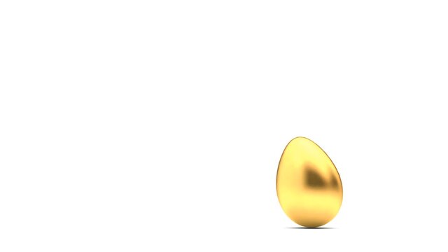 Gold easter egg rolling on a white background. 3D Render