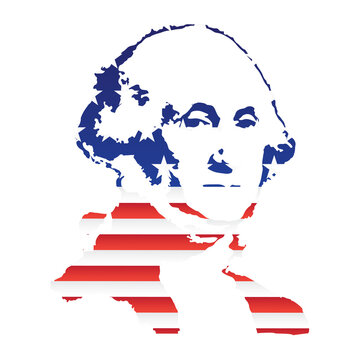 Silhouette of the American President against the background of the us flag