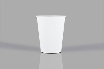 White paper glass. On a gray background. Beautiful light, shadows. Template. Mock up. tif