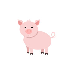 Obraz na płótnie Canvas Cute cartoon pig on white background. Vector illustration.