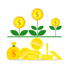 vector illustration of investing and getting profit with a white background