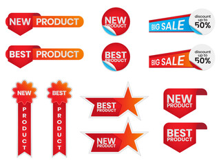 New product and Best product ribbon banner label for websites