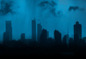 silhouette of city skyline 