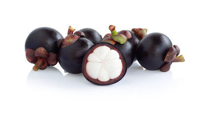 Fresh mangosteen fruit isolated on white background