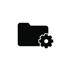 Folder with cogwheel icon. Project management symbol concept isolated on white background. Vector illustration
