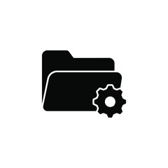 Folder with cogwheel icon. Project management symbol concept isolated on white background. Vector illustration