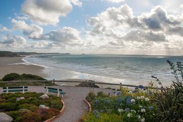 Backlight at sunset on the beach of Erquy