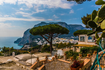 A view towards Capri town on the island of Capri, Italy