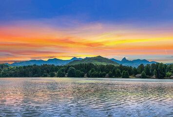 Lake Naverone during a sunset twilight in Underberg Kwazulu Natal South Africa