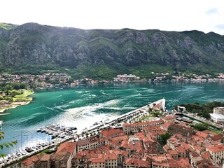 Aerial view of the city of Kotor Montenegro