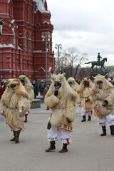 Moscow Maslenitsa Festival 2020. Traditional national celebration in folk style. Slavic tradition....