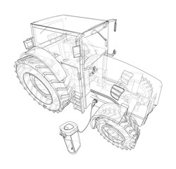 Electric Farm Tractor Charging Station Sketch