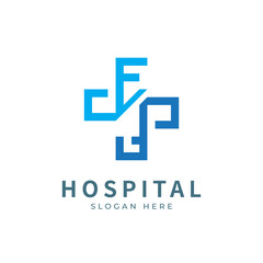 Health logo with initial letter E F, F E, E F logo designs concept. Medical health-care logo designs template.