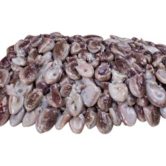 Fresh raw baby squid on white background. Sea Food.