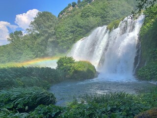Marmore waterfalls  and rainbow in Italy