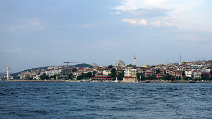 Fototapeta na wymiar Watching Istanbul from the Passenger Ferry, Maiden's tower