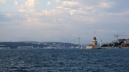 Watching Istanbul from the Passenger Ferry, Bosphorus bridge and Maiden's tower