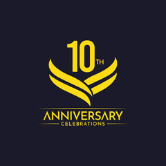 10 Th Anniversary Celebrations Label Text Vector Template Design Illustration