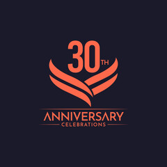 30 Th Anniversary Celebrations Label Text Vector Template Design Illustration