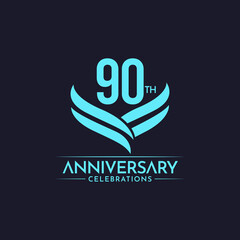 90 Th Anniversary Celebrations Label Text Vector Template Design Illustration