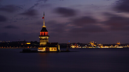 Maiden's tower in the evening, symbol of Istanbul