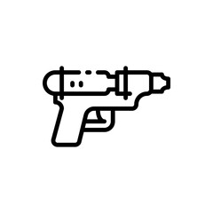 Water gun outline icons. Vector illustration. Editable stroke. Isolated icon suitable for web, infographics, interface and apps.