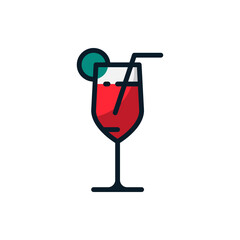 Cocktail filled outline icons. Vector illustration. Editable stroke. Isolated icon suitable for web, infographics, interface and apps.