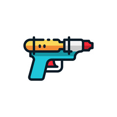Water gun filled outline icons. Vector illustration. Editable stroke. Isolated icon suitable for web, infographics, interface and apps.