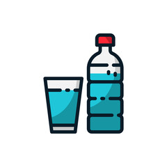 Water drink filled outline icons. Vector illustration. Editable stroke. Isolated icon suitable for web, infographics, interface and apps.