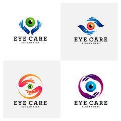 Set of Creative Care Eye Concept Logo Design Template, Eye Care logo design Vector, Icon Symbol