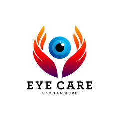 Creative Care Eye Concept Logo Design Template, Eye Care logo design Vector, Icon Symbol