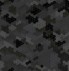 Vector background of grey dust digital hex camoflage pattern - obrazy, fototapety, plakaty