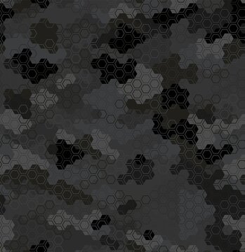 Vector Background Of Grey Dust Digital Hex Camoflage Pattern