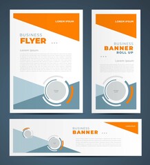 Circles theme geometric abstract Set flyer cover, banner, roll up banner
