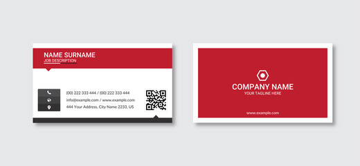 Naklejka na ściany i meble Minimalist red Business card template with red background design