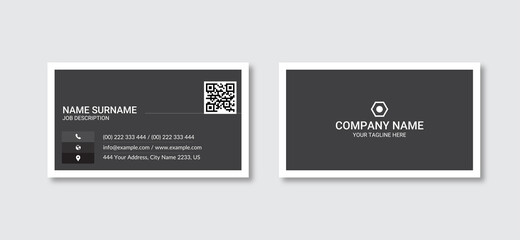 Minimalist clean Business card template with black background