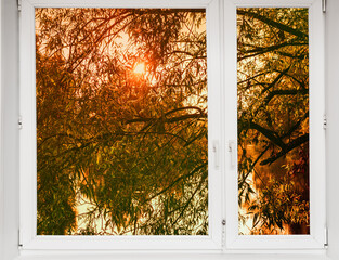 colorful sunrise view from the window