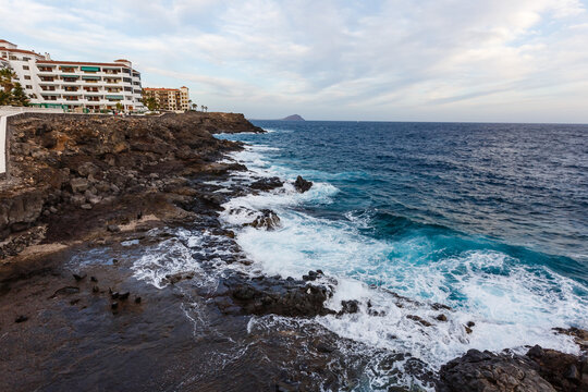 Beautiful sunset on Las Galletas cliffs, Tenerife
