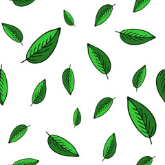 Hand drawn abstract leaves isolated on white background for concept design.